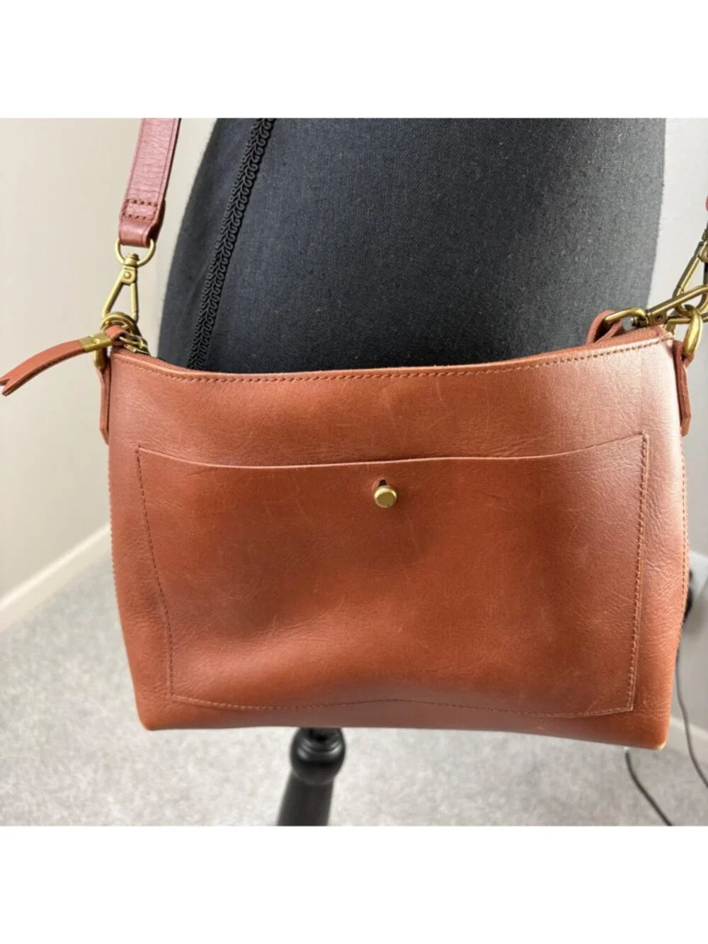 Madewell The Transport Shoulder Crossbody Leather Bag English Saddle Brown
